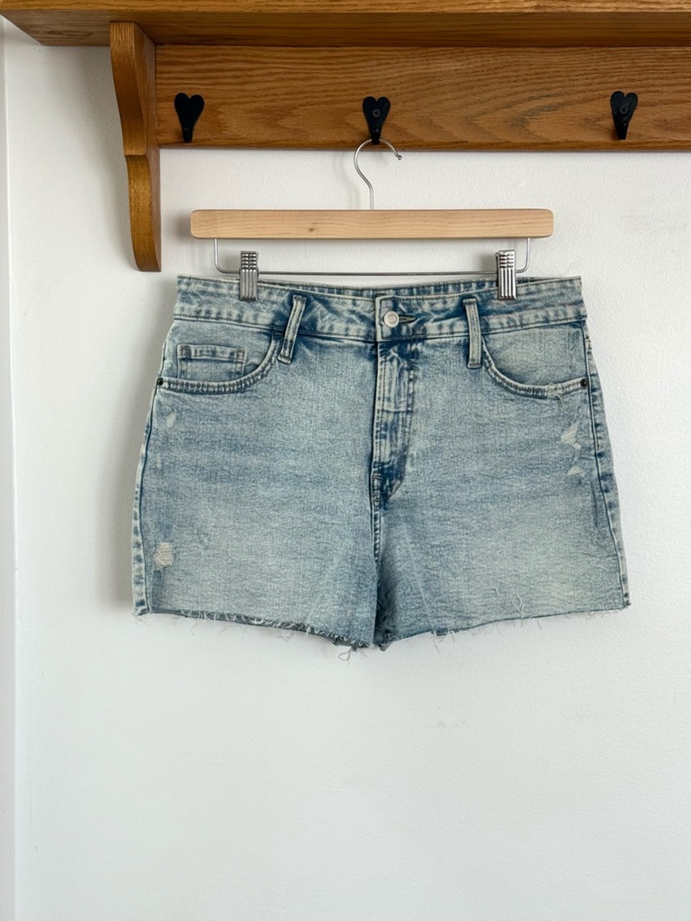Light Wash Denim Shorts - Casual High-Rise Women's Shorts